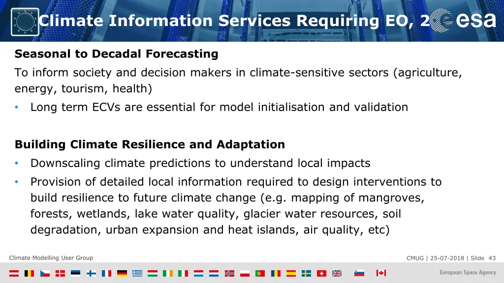 climate information services requiring eo 2