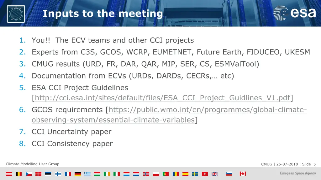 inputs to the meeting