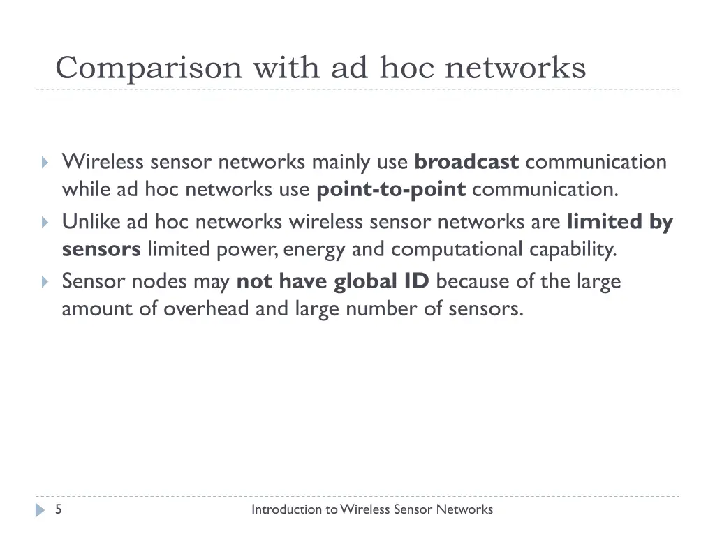 comparison with ad hoc networks