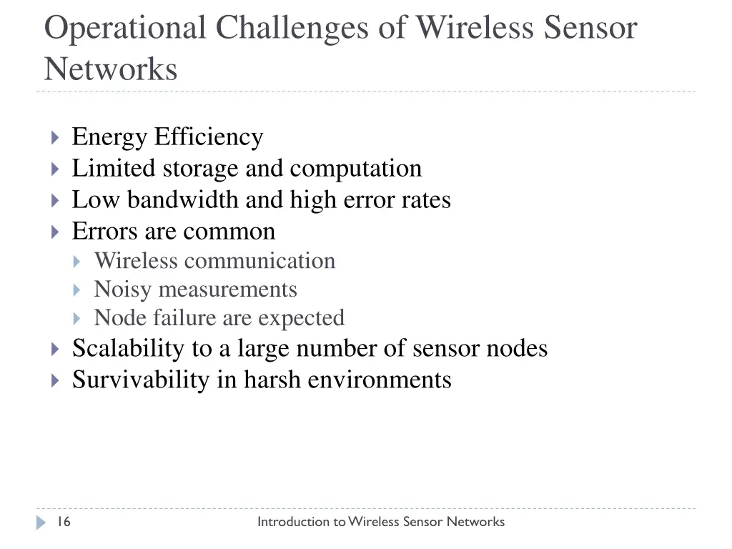 operational challenges of wireless sensor networks