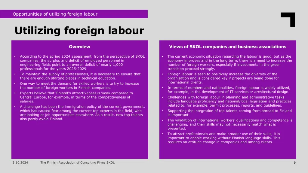 opportunities of utilizing foreign labour