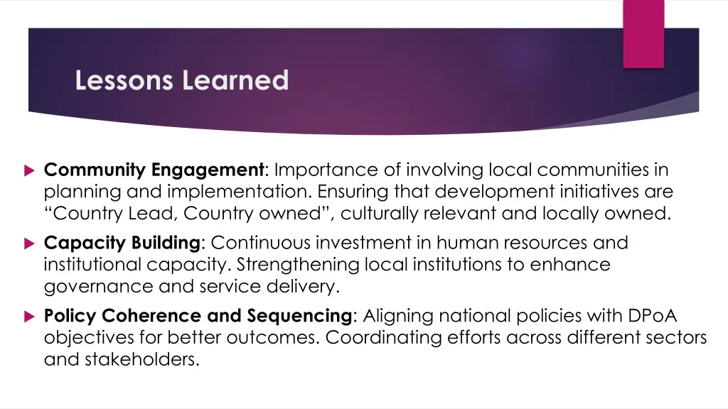 lessons learned