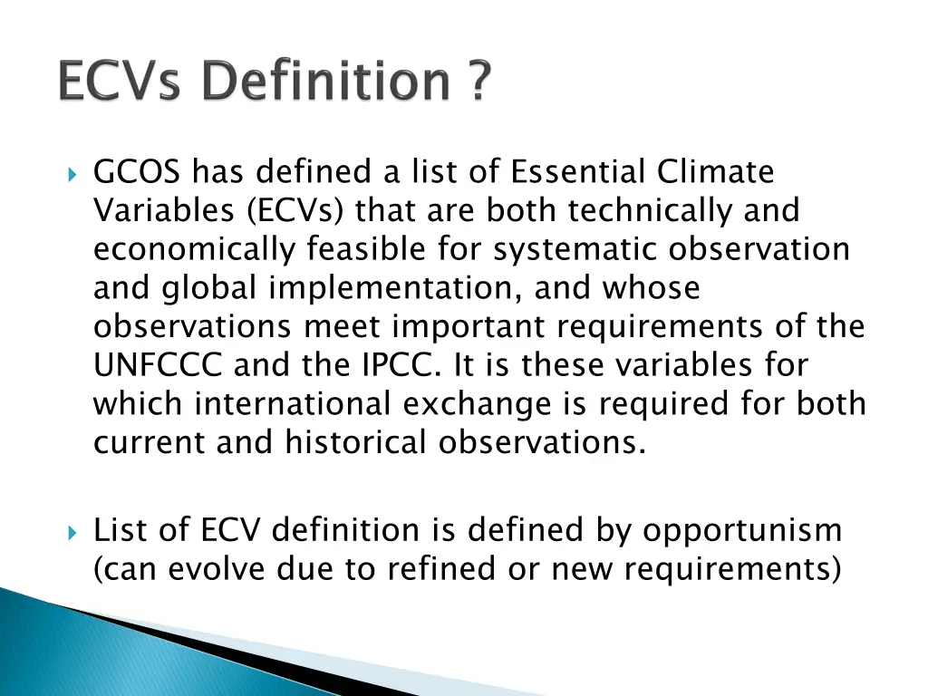 gcos has defined a list of essential climate