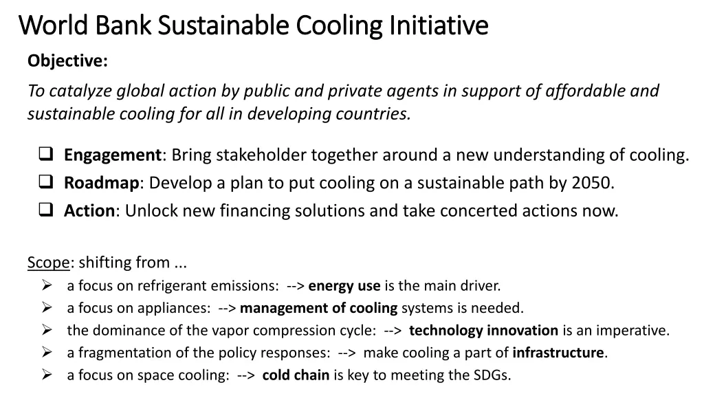world bank sustainable cooling initiative world