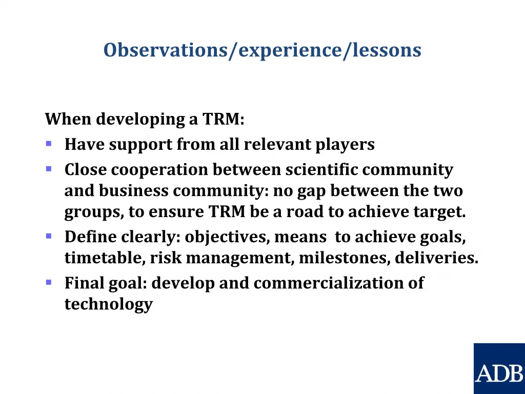 observations experience lessons 1