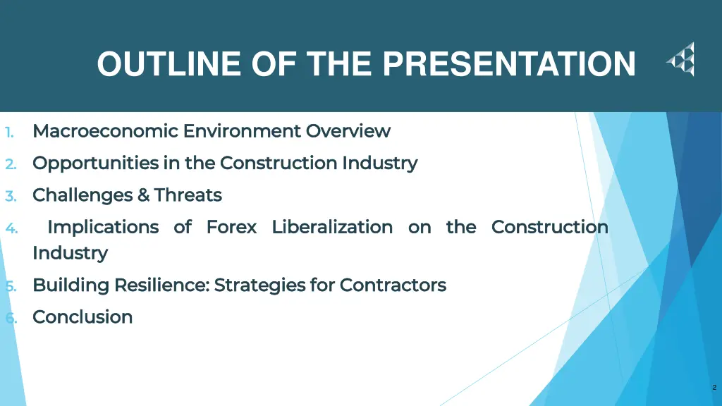 outline of the presentation