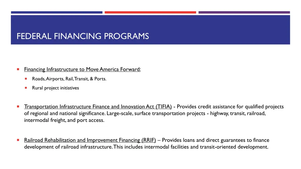 federal financing programs