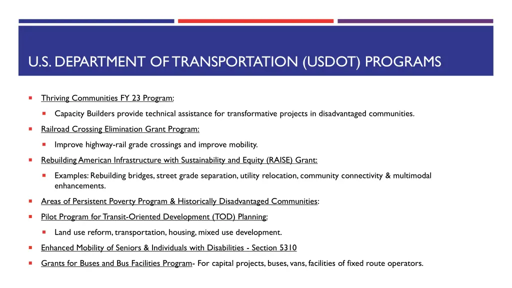 u s department of transportation usdot programs