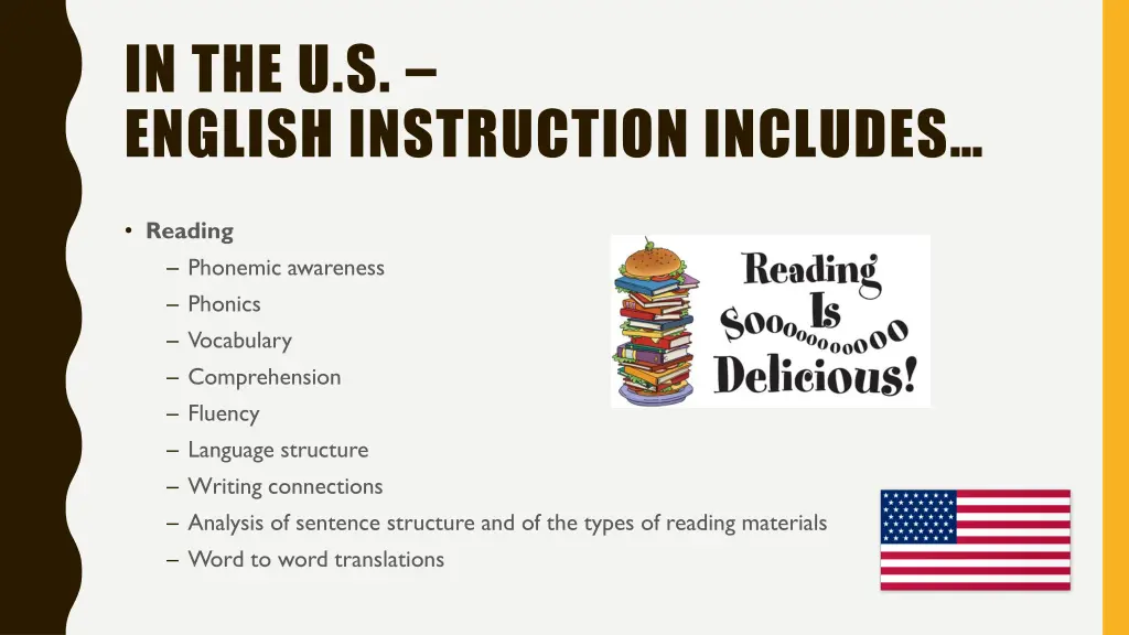 in the u s english instruction includes 1