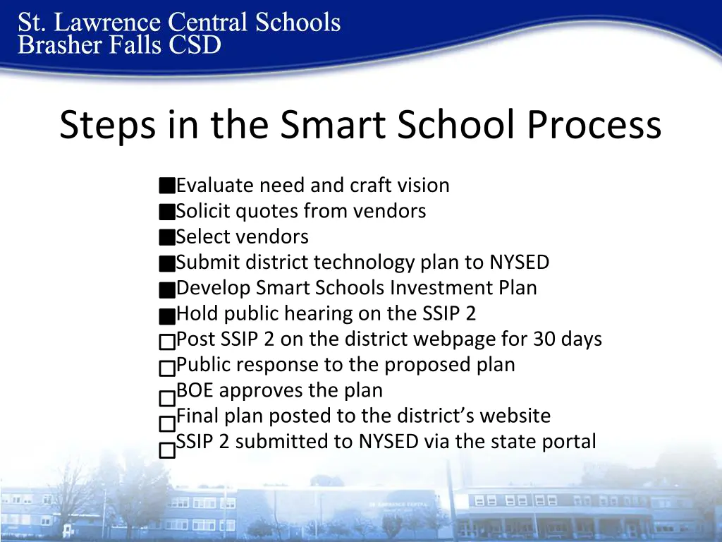 steps in the smart school process
