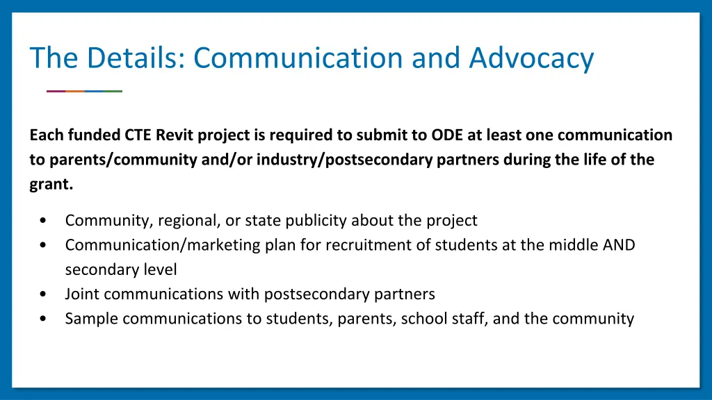 the details communication and advocacy