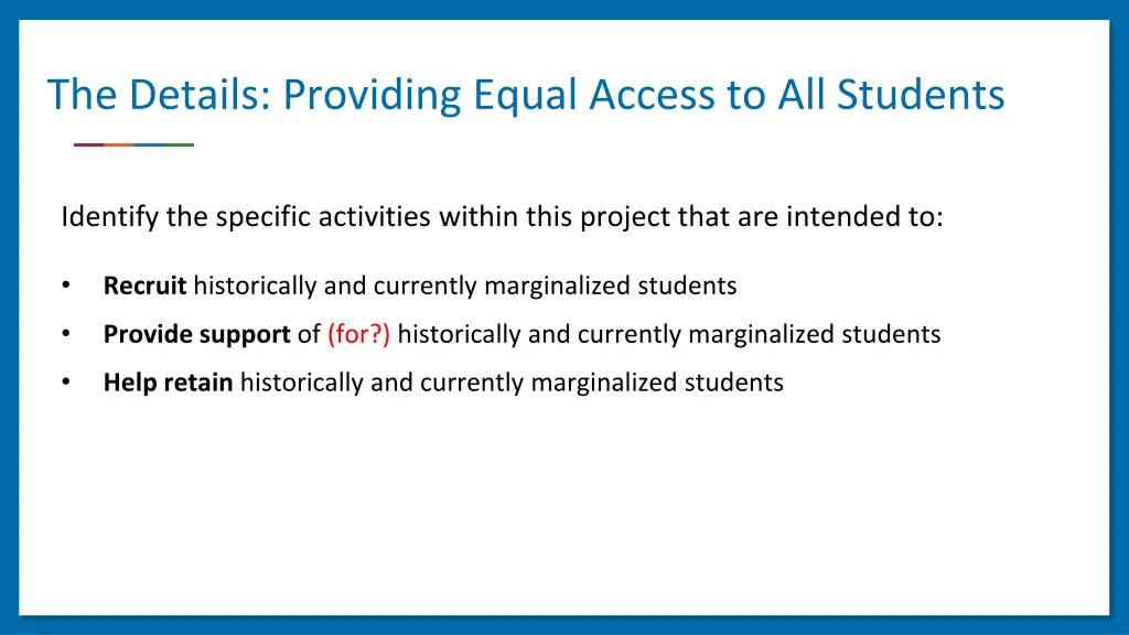 the details providing equal access to all students