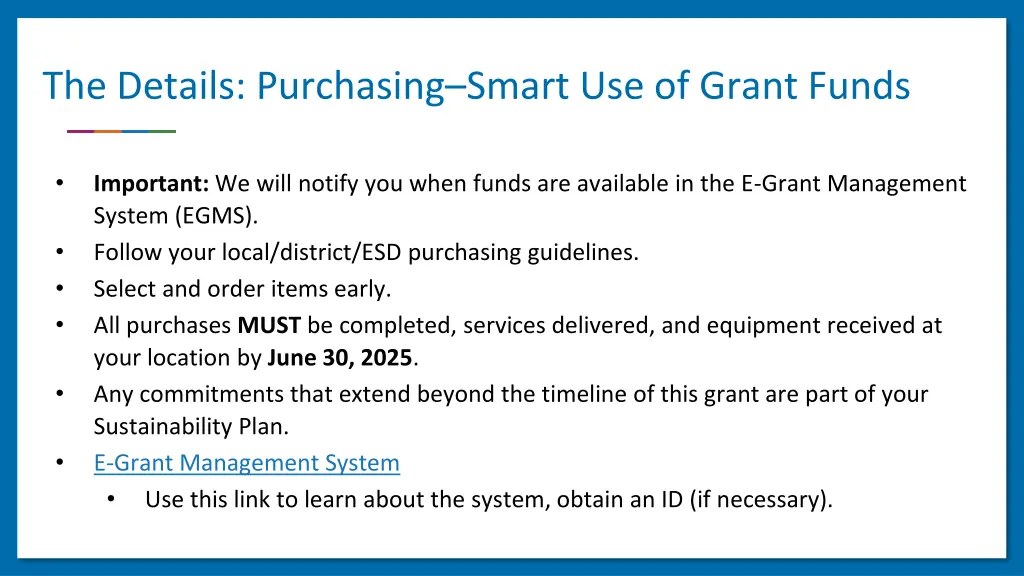 the details purchasing smart use of grant funds