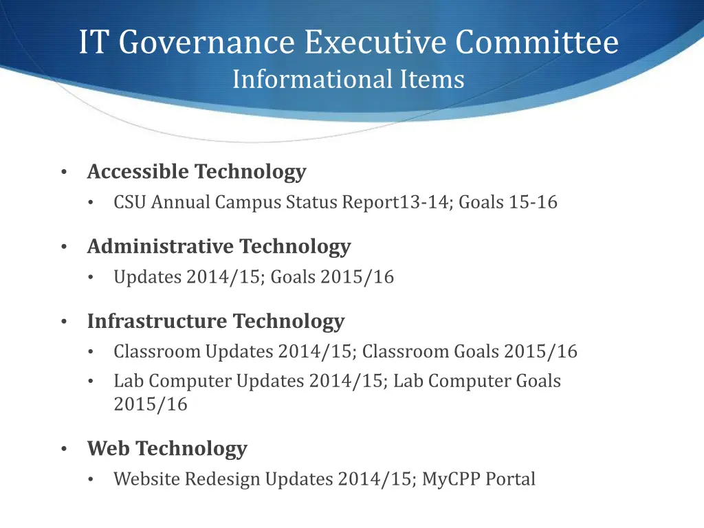 it governance executive committee informational