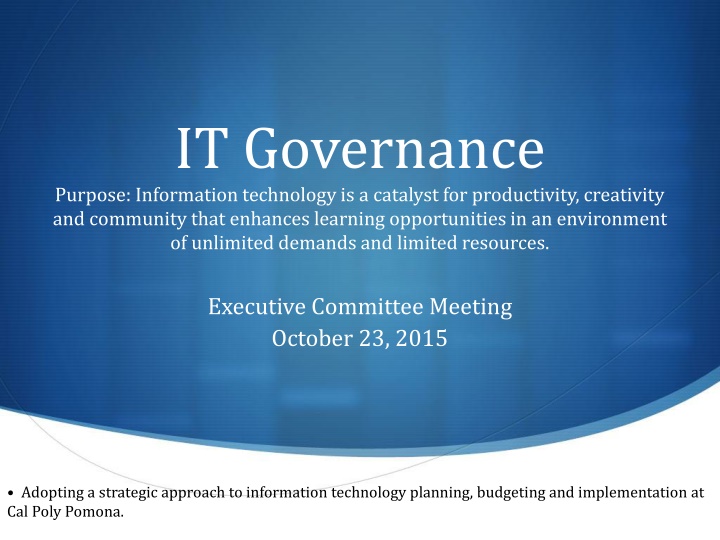 it governance purpose information technology