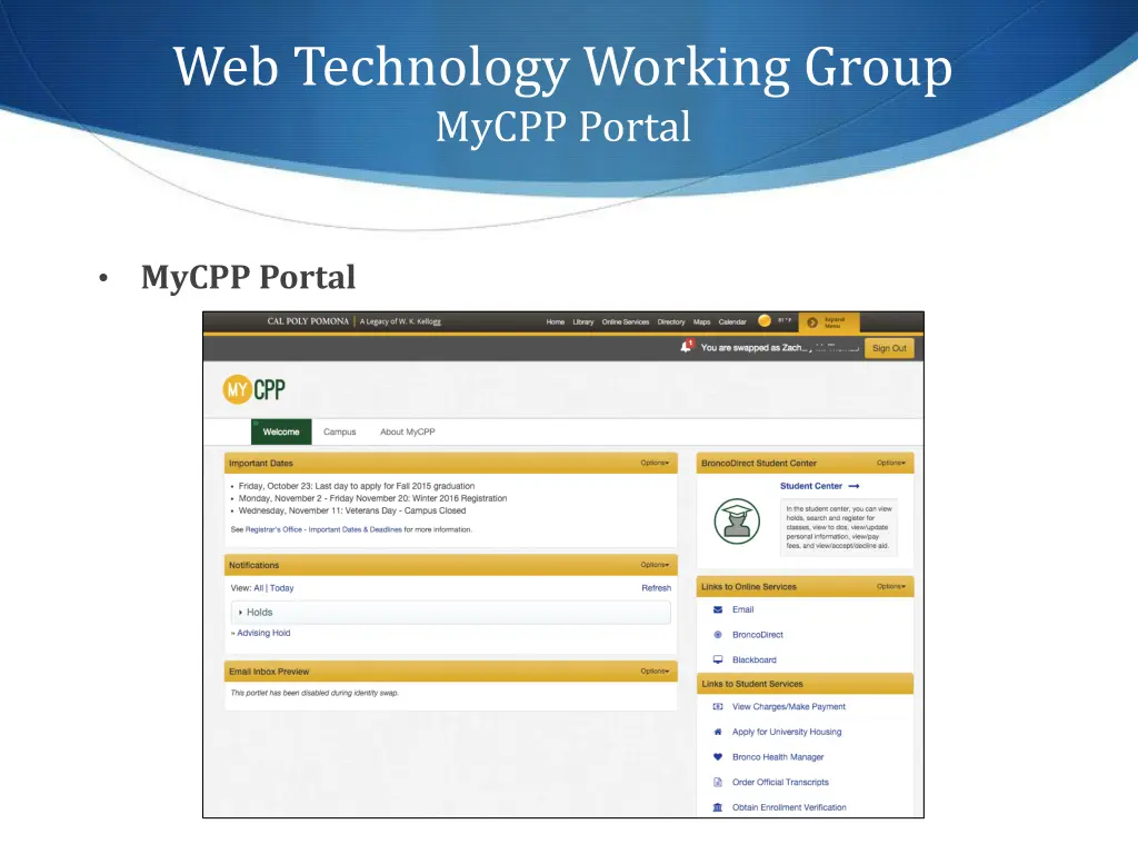 web technology working group mycpp portal