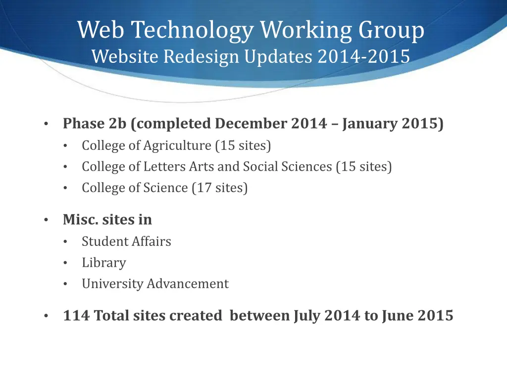 web technology working group website redesign