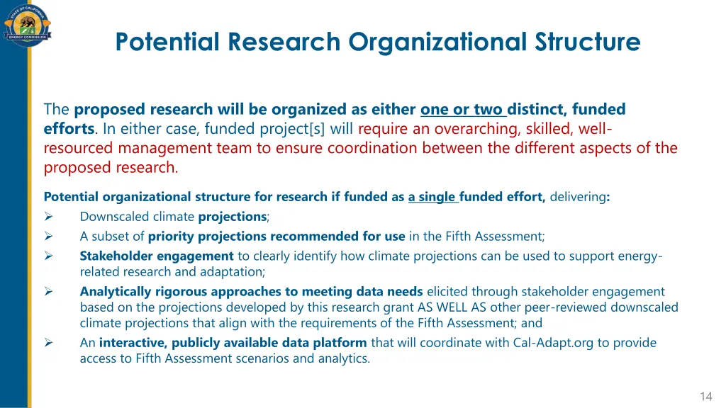potential research organizational structure