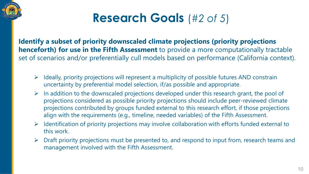 research goals 2 of 5
