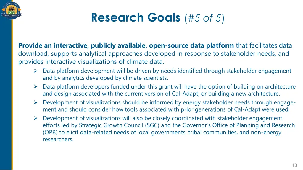 research goals 5 of 5