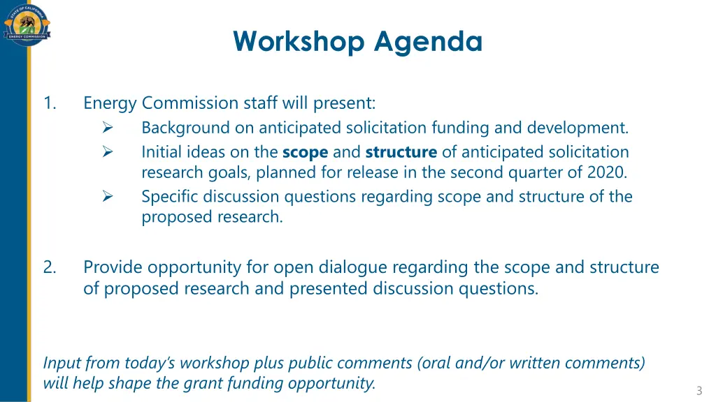workshop agenda