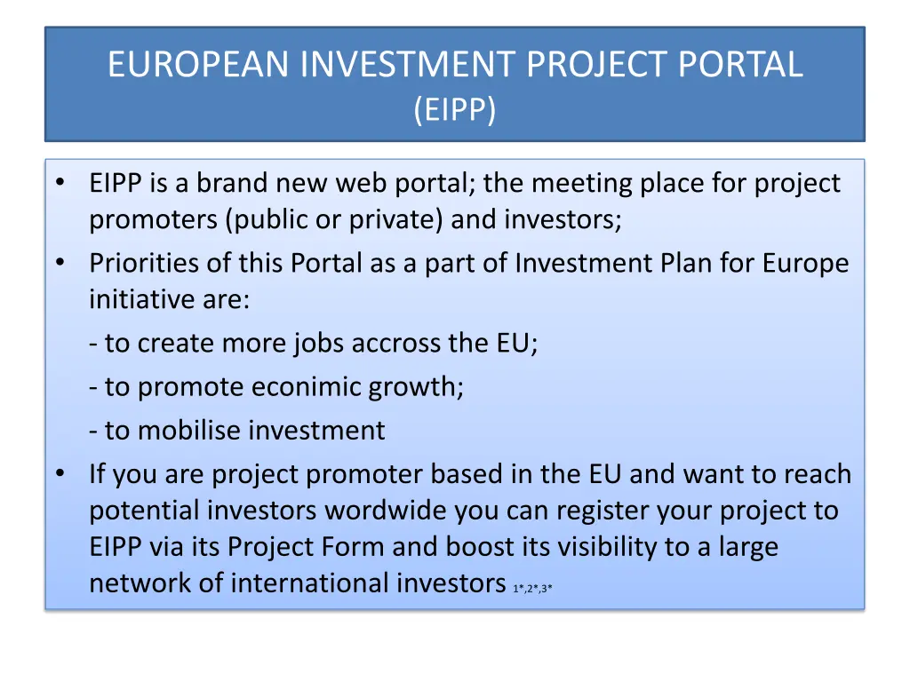 european investment project portal eipp