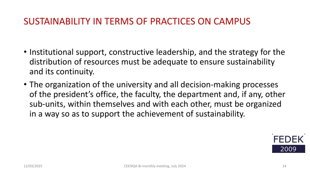 sustainability in terms of practices on campus 1