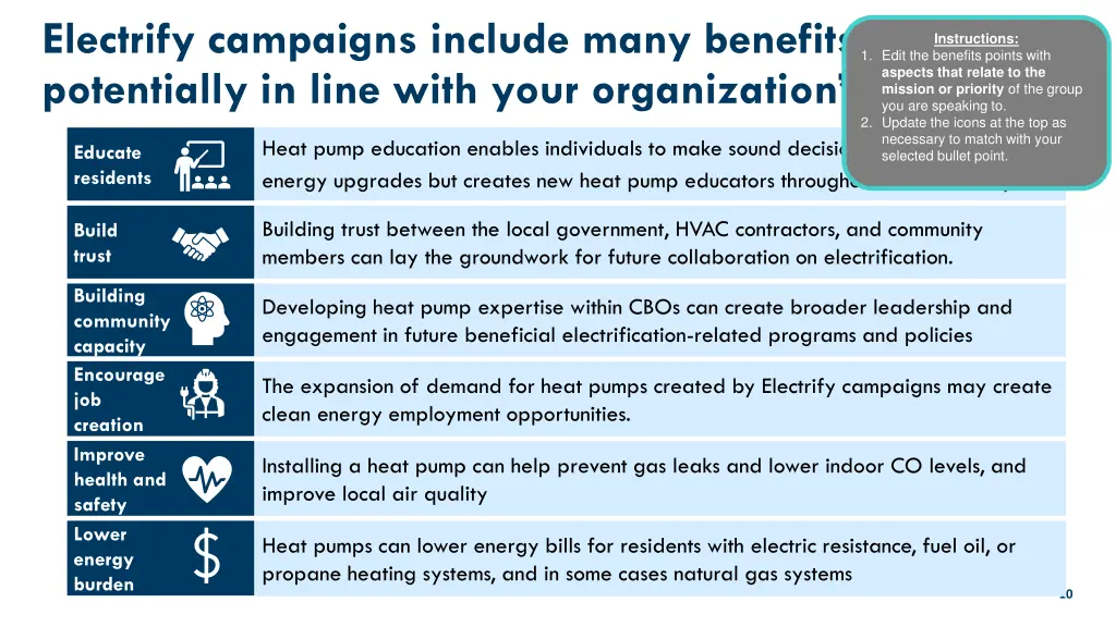 electrify campaigns include many benefits