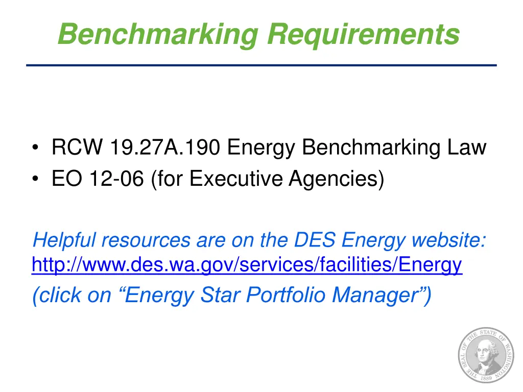 benchmarking requirements