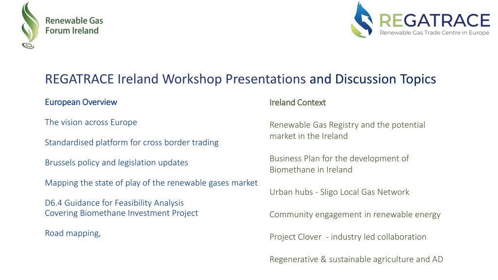 regatrace ireland workshop presentations