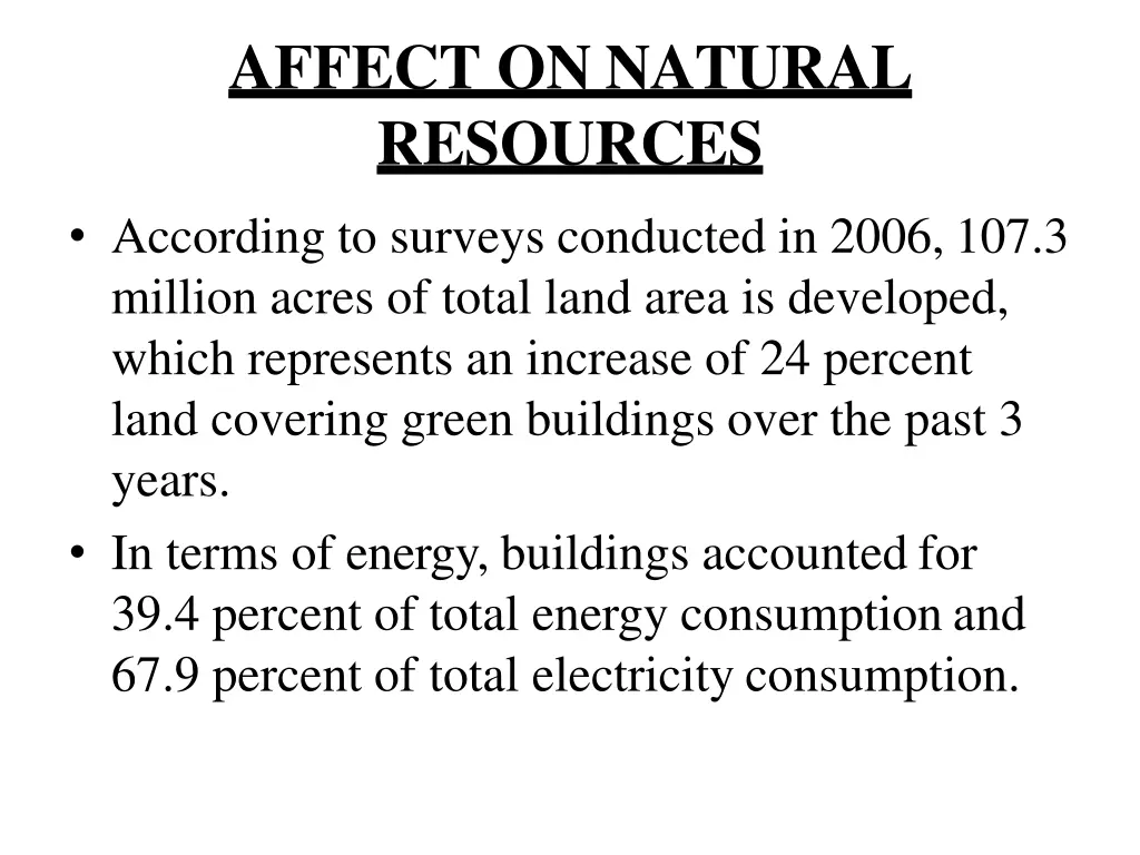 affect on natural resources