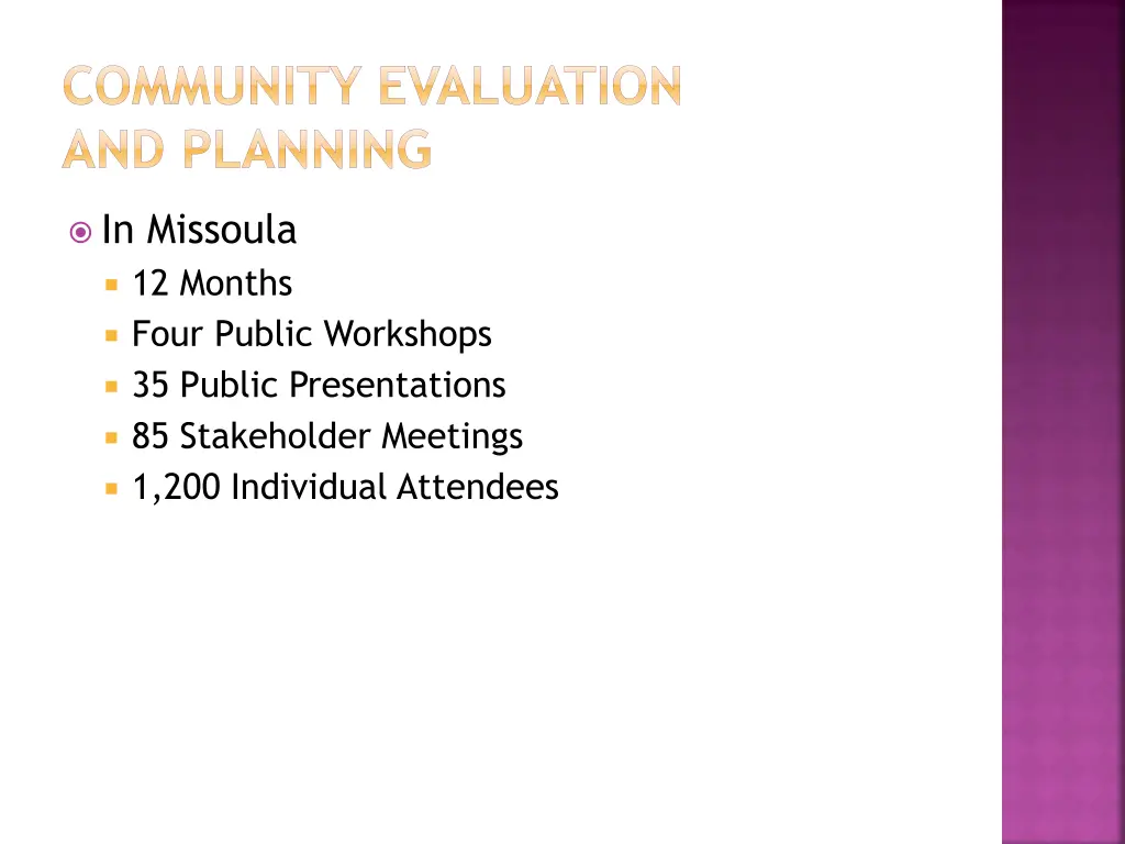 community evaluation and planning