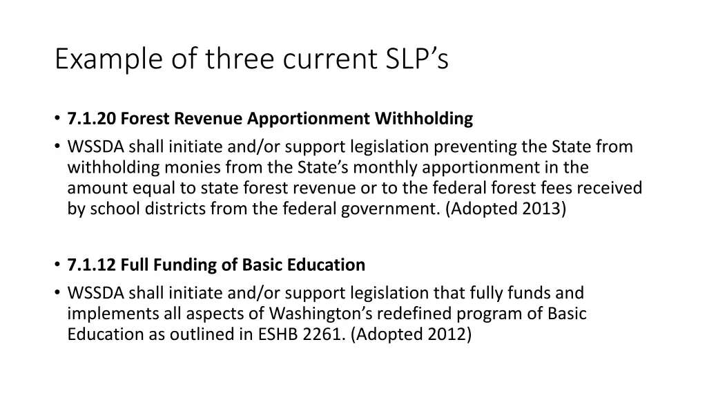 example of three current slp s