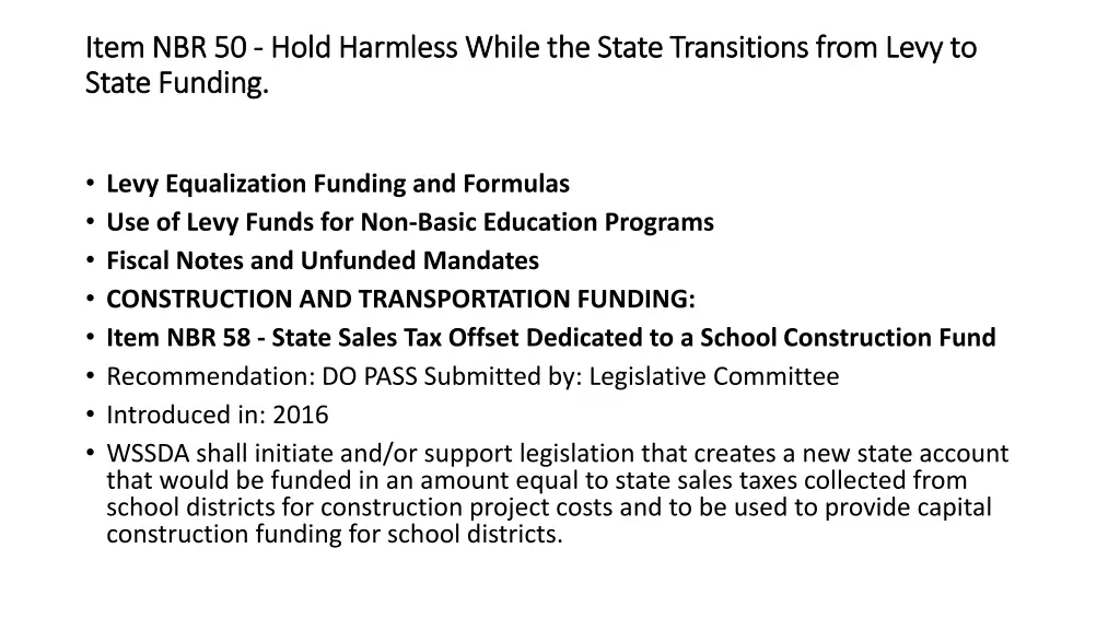 item nbr 50 item nbr 50 hold state state funding