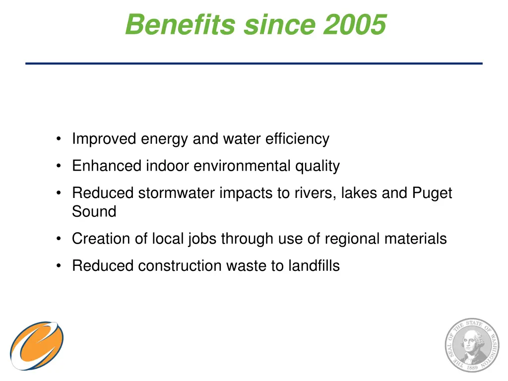 benefits since 2005