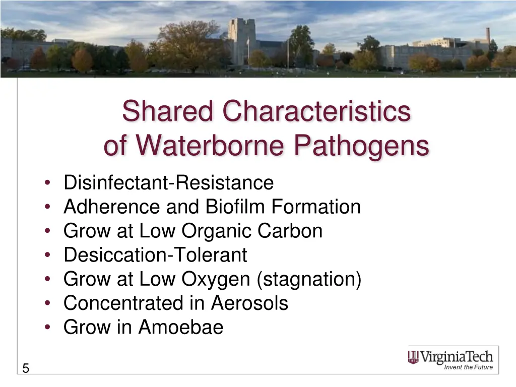 shared characteristics of waterborne pathogens