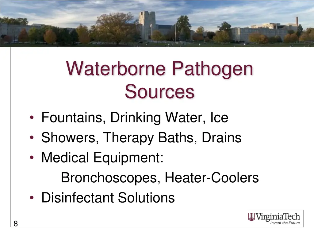 waterborne pathogen sources fountains drinking