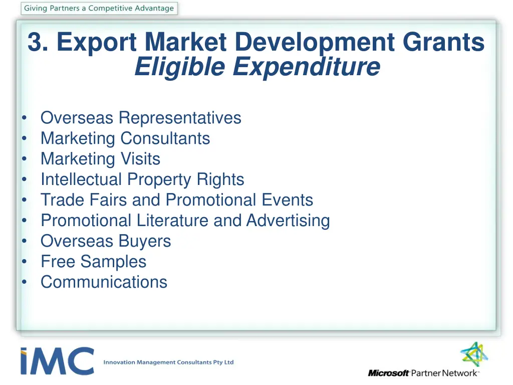 3 export market development grants eligible