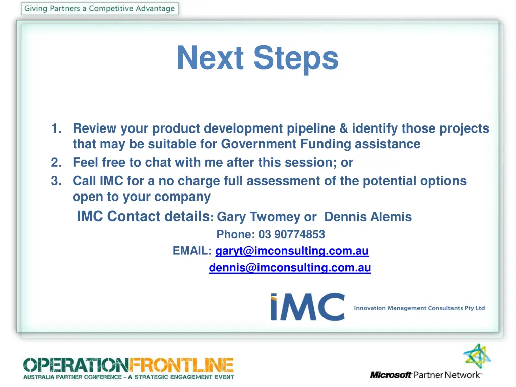 next steps