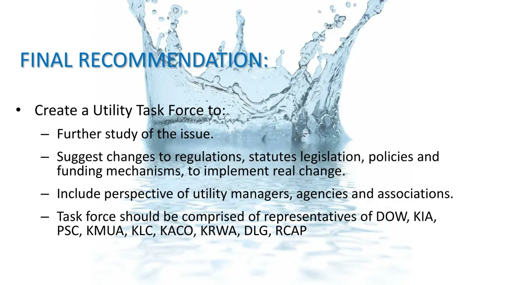 final recommendation