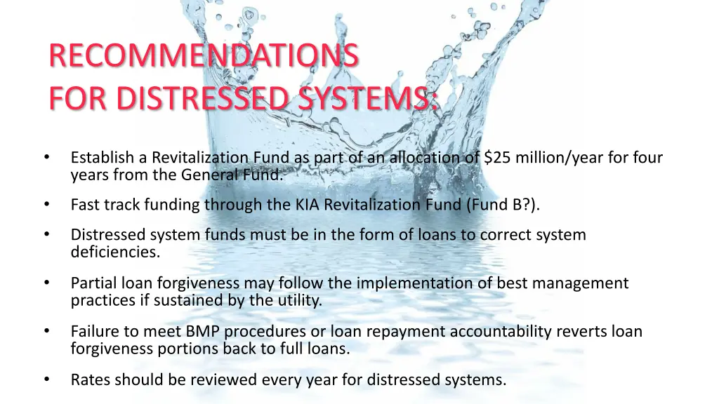 recommendations for distressed systems 1