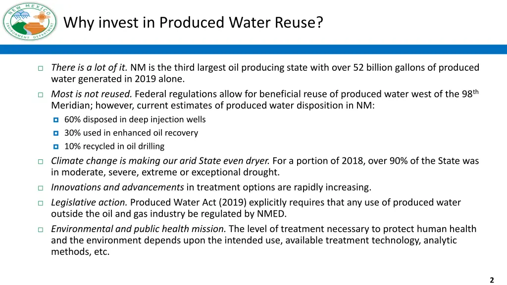 why invest in produced water reuse