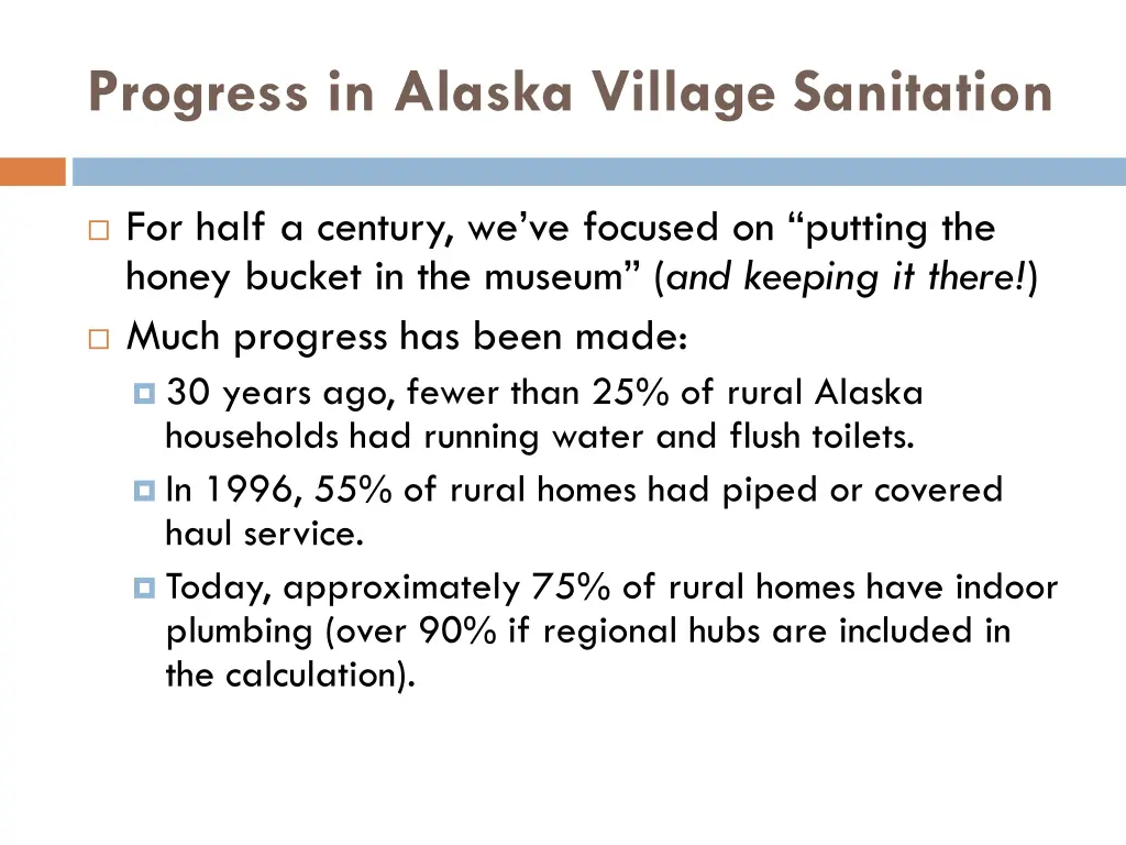 progress in alaska village sanitation