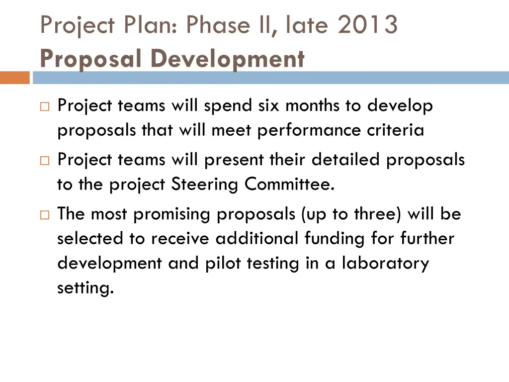 project plan phase ii late 2013 proposal