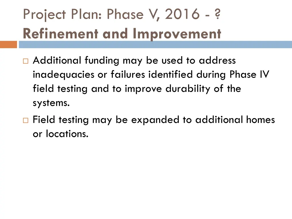 project plan phase v 2016 refinement