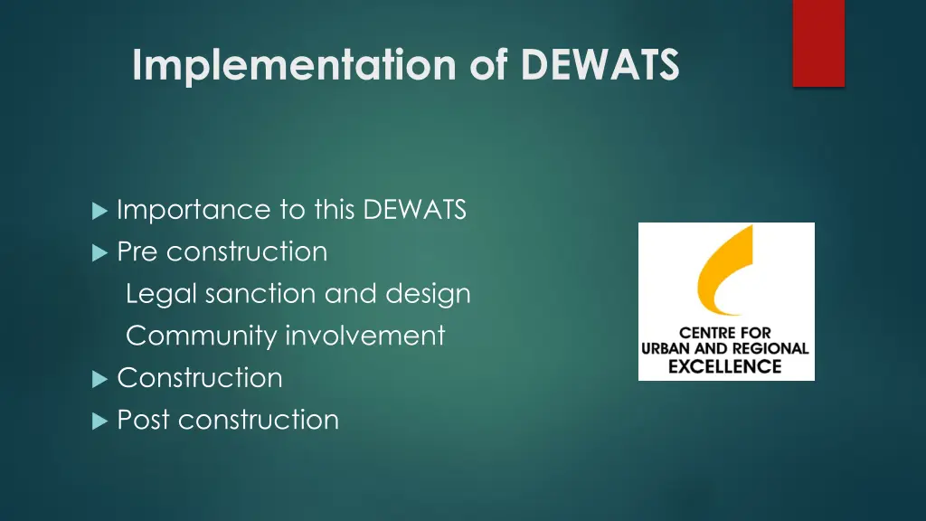 implementation of dewats