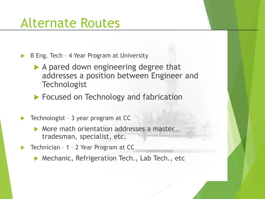 alternate routes