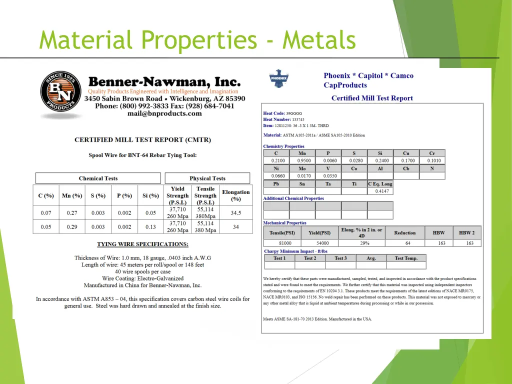 material properties metals