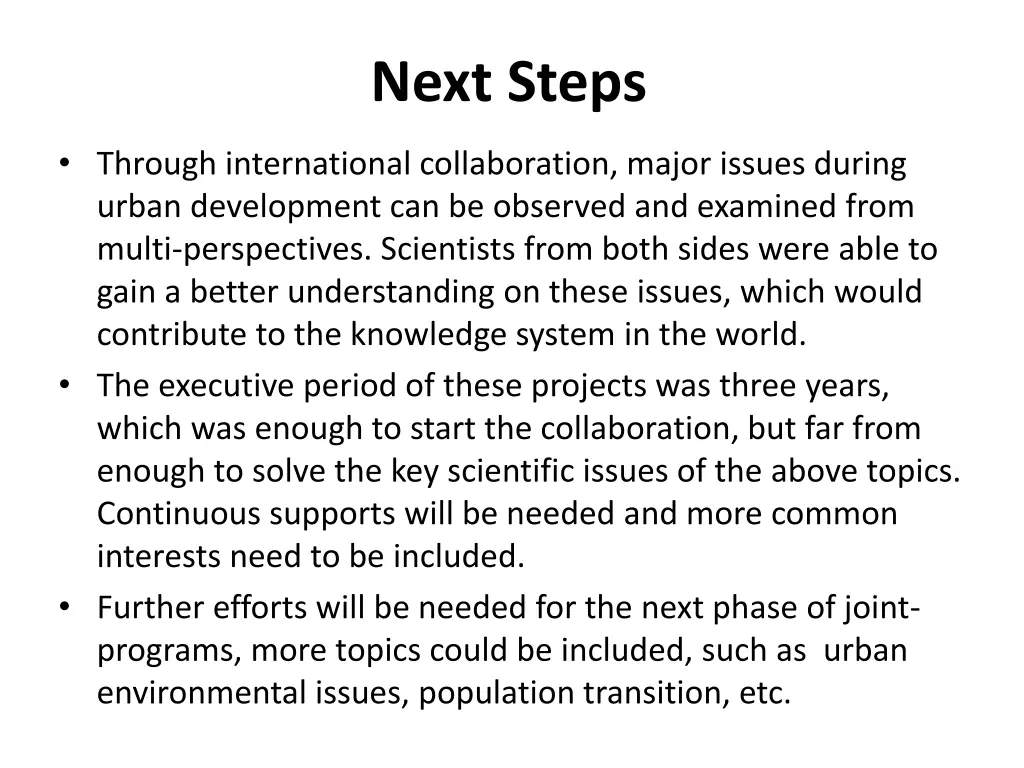 next steps