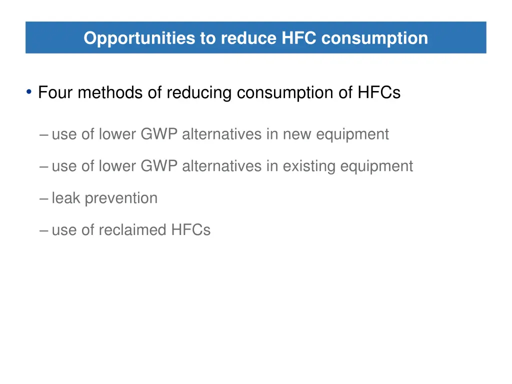 opportunities to reduce hfc consumption
